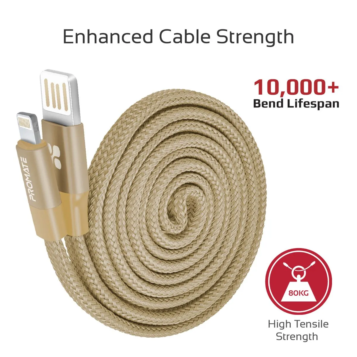 Durable Aluminium Alloy Auto-Rolling Reversible USB-A to Lighting Cable with 2A Fast Charging