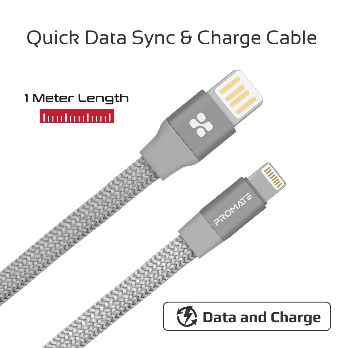 Durable Aluminium Alloy Auto-Rolling Reversible USB-A to Lighting Cable with 2A Fast Charging