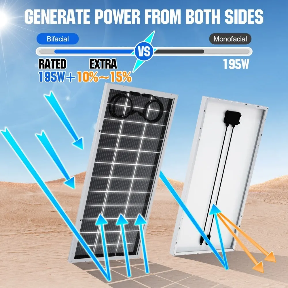 Eco-Worthy 780W 12V (4x Bifacial 195W) Complete MPPT Off Grid Solar Kit