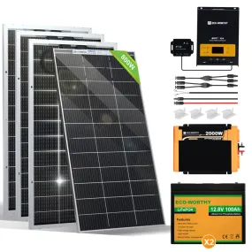 Eco-Worthy 780W 12V (4x Bifacial 195W) Complete MPPT Off Grid Solar Kit