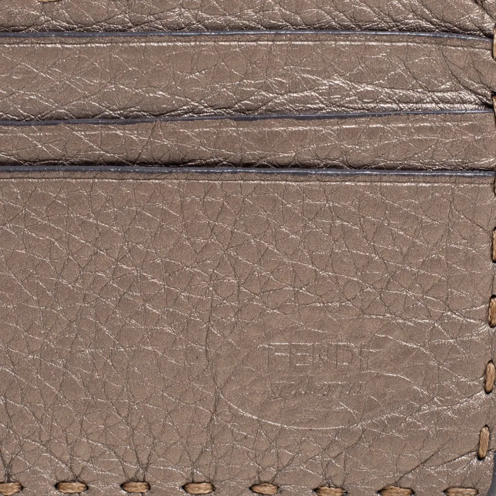 Fendi Grey Selleria Leather Card Holder..