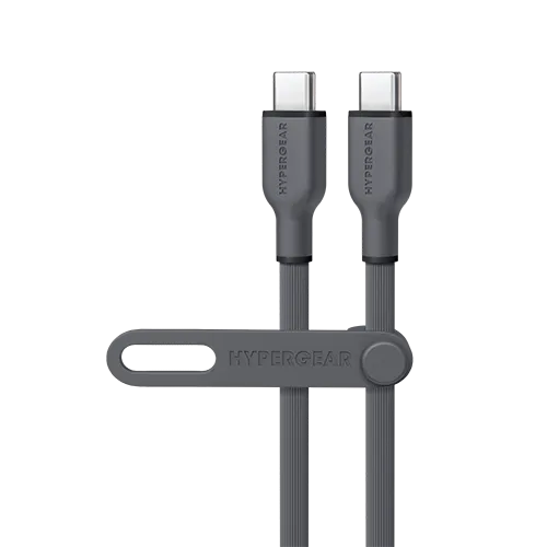 Flexi Pro USB-C to USB-C Soft-Touch Silicone Fast Charge Cable | 15ft | Gray