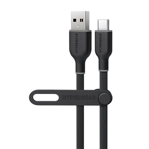 Flexi Pro USB to USB-C Soft-Touch Silicone Charge & Sync Cable | 10ft | Black