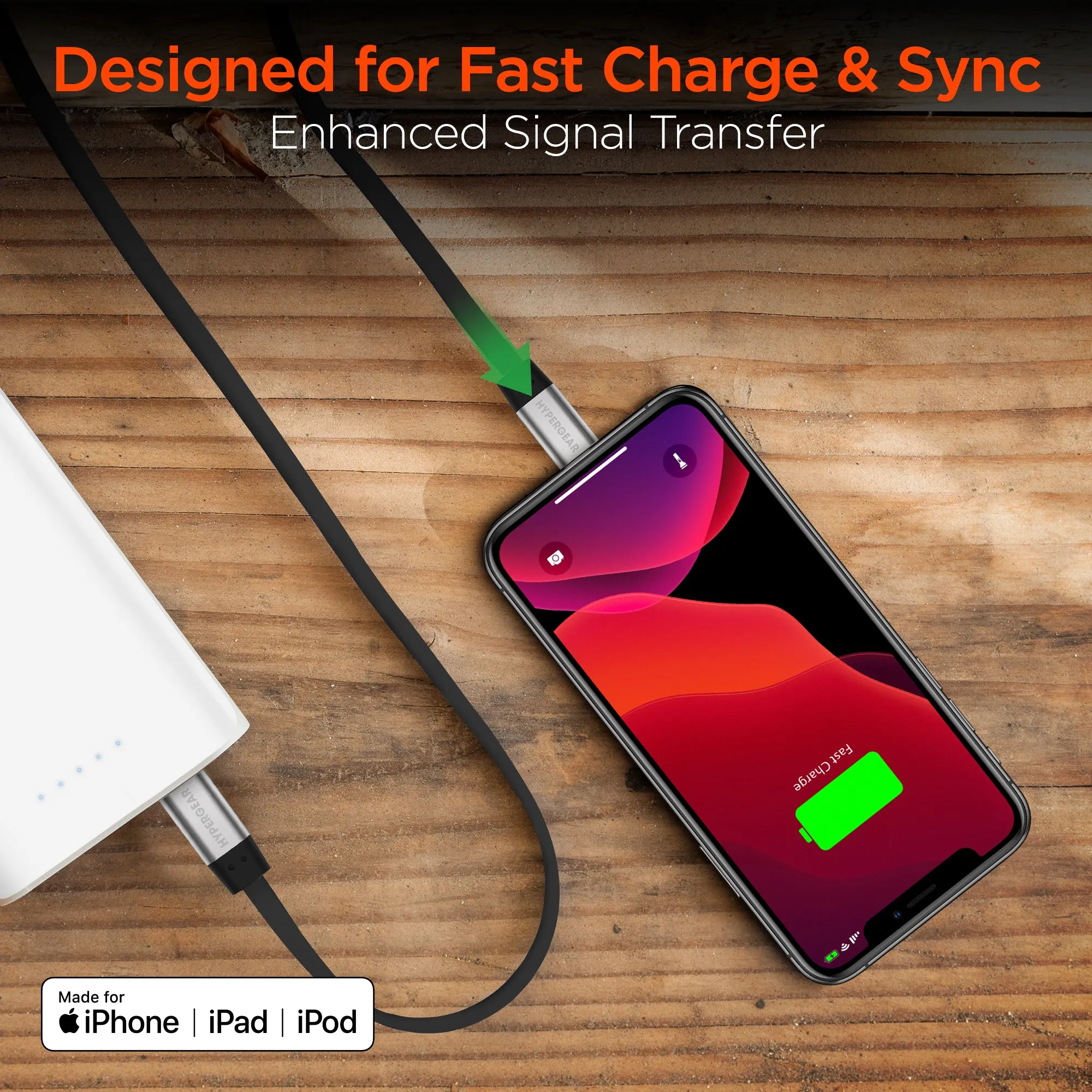 Flexi USB-C to MFi Lightning Flat Fast Charge Cable | 6ft | White