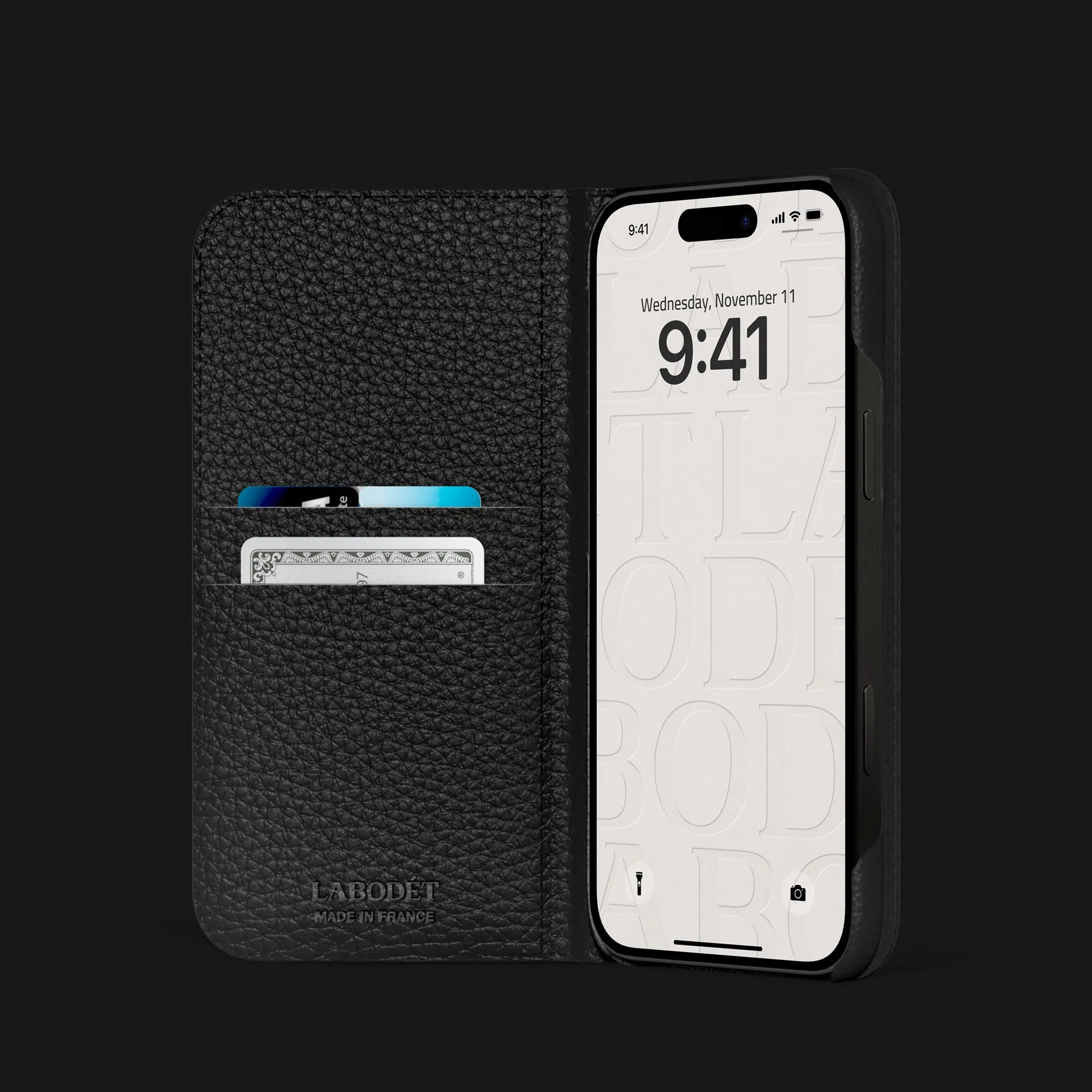 Folio Stand Case Edition Black For iPhone 16 Pro In Alligator