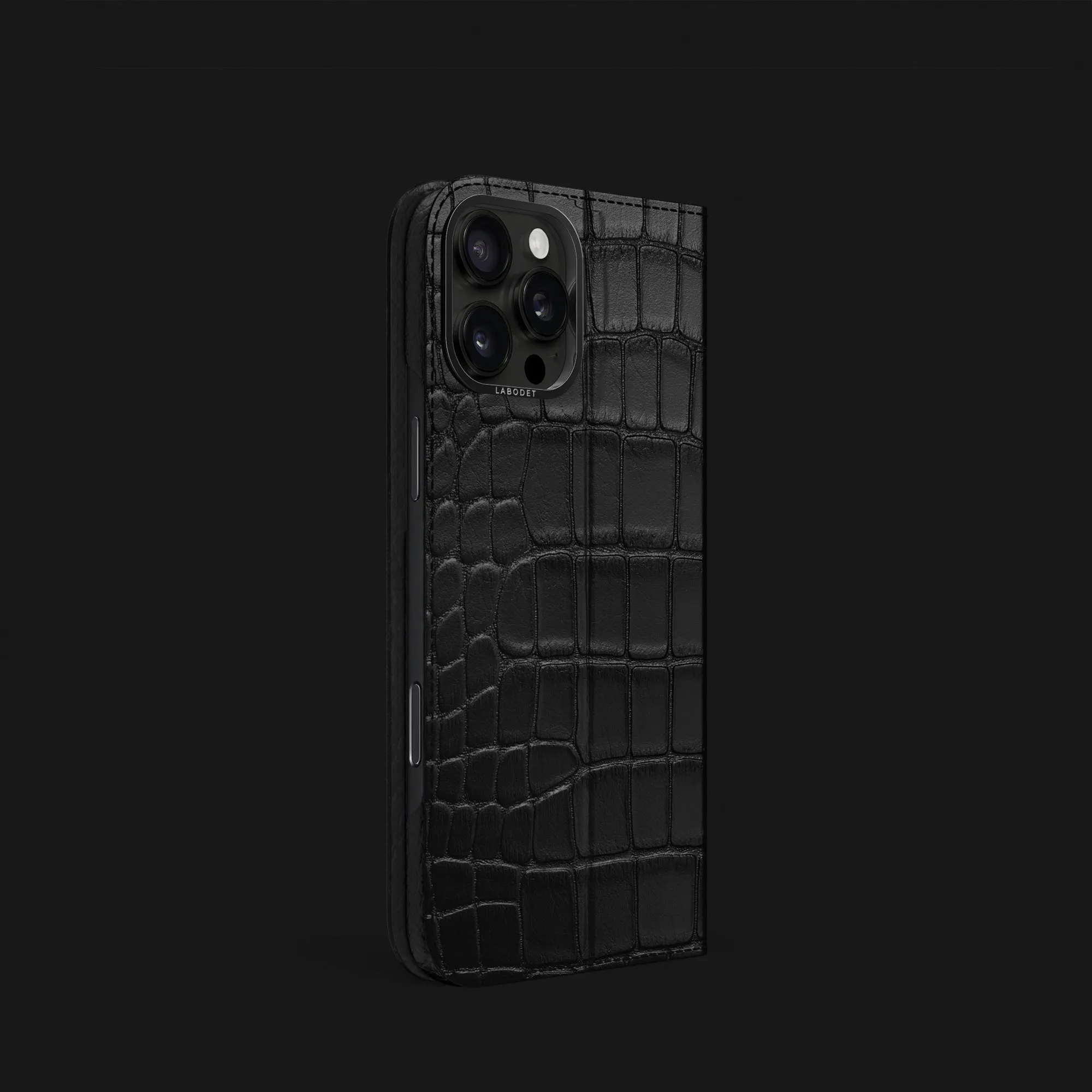 Folio Stand Case Edition Black For iPhone 16 Pro In Alligator