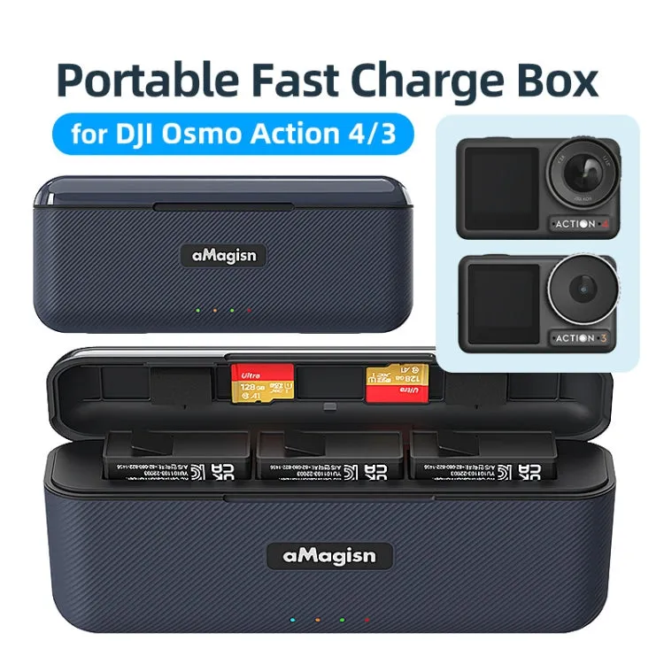 For DJI Action 4 / 3 aMagisn Fast Charge Charging Box Charger Sports Camera Accessories