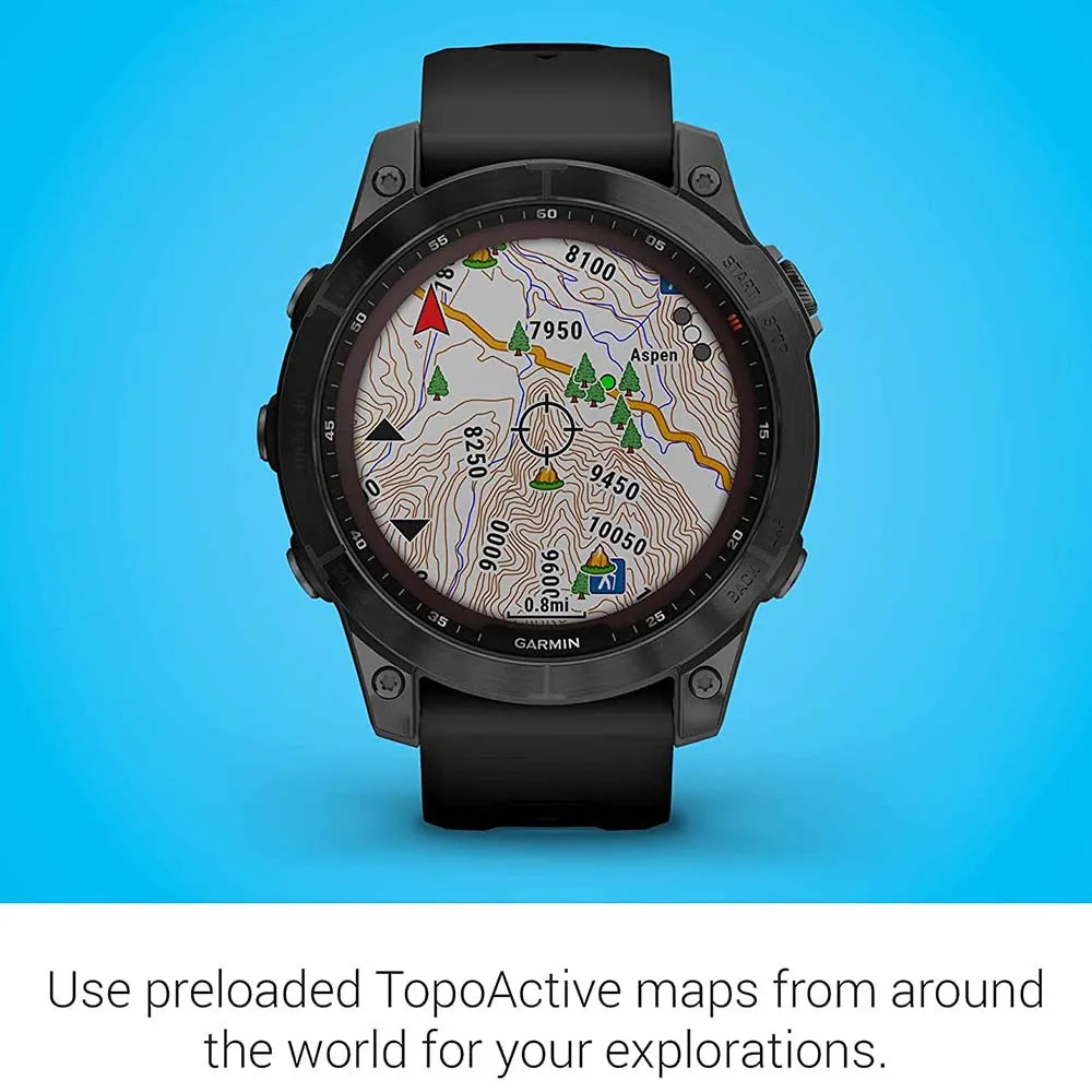 Garmin fenix 7 Sapphire Solar Edition Black DLC Titanium with Black Band Solar Charging Capabilities GPS Touchscreen Smart Watch - 010-02540-34