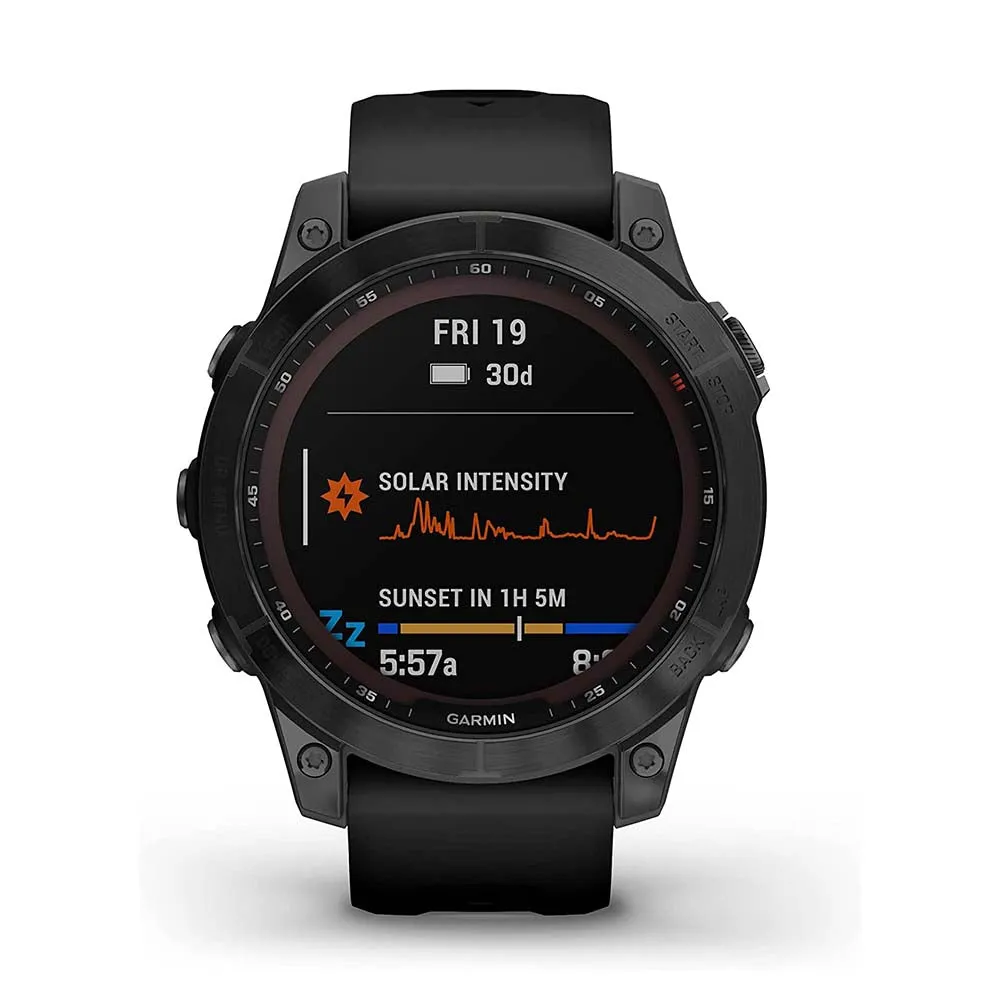 Garmin fenix 7 Sapphire Solar Edition Black DLC Titanium with Black Band Solar Charging Capabilities GPS Touchscreen Smart Watch - 010-02540-34