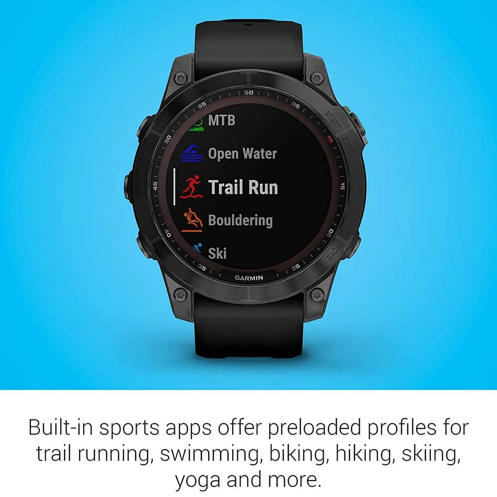Garmin fenix 7 Sapphire Solar Edition Black DLC Titanium with Black Band Solar Charging Capabilities GPS Touchscreen Smart Watch - 010-02540-34