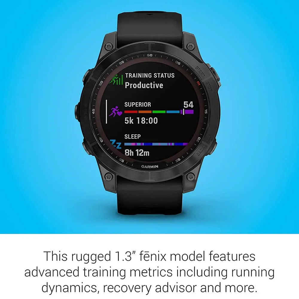 Garmin fenix 7 Sapphire Solar Edition Black DLC Titanium with Black Band Solar Charging Capabilities GPS Touchscreen Smart Watch - 010-02540-34