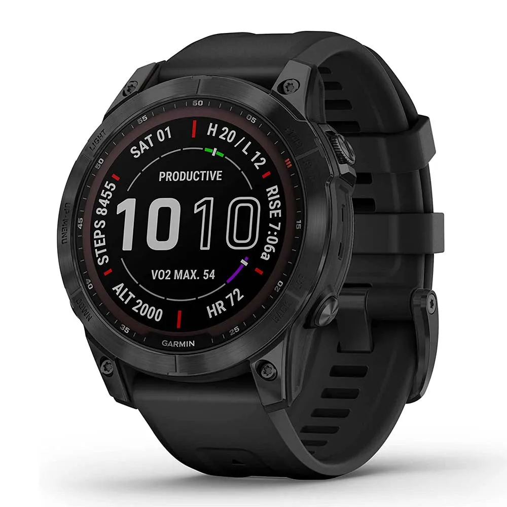 Garmin fenix 7 Sapphire Solar Edition Black DLC Titanium with Black Band Solar Charging Capabilities GPS Touchscreen Smart Watch - 010-02540-34