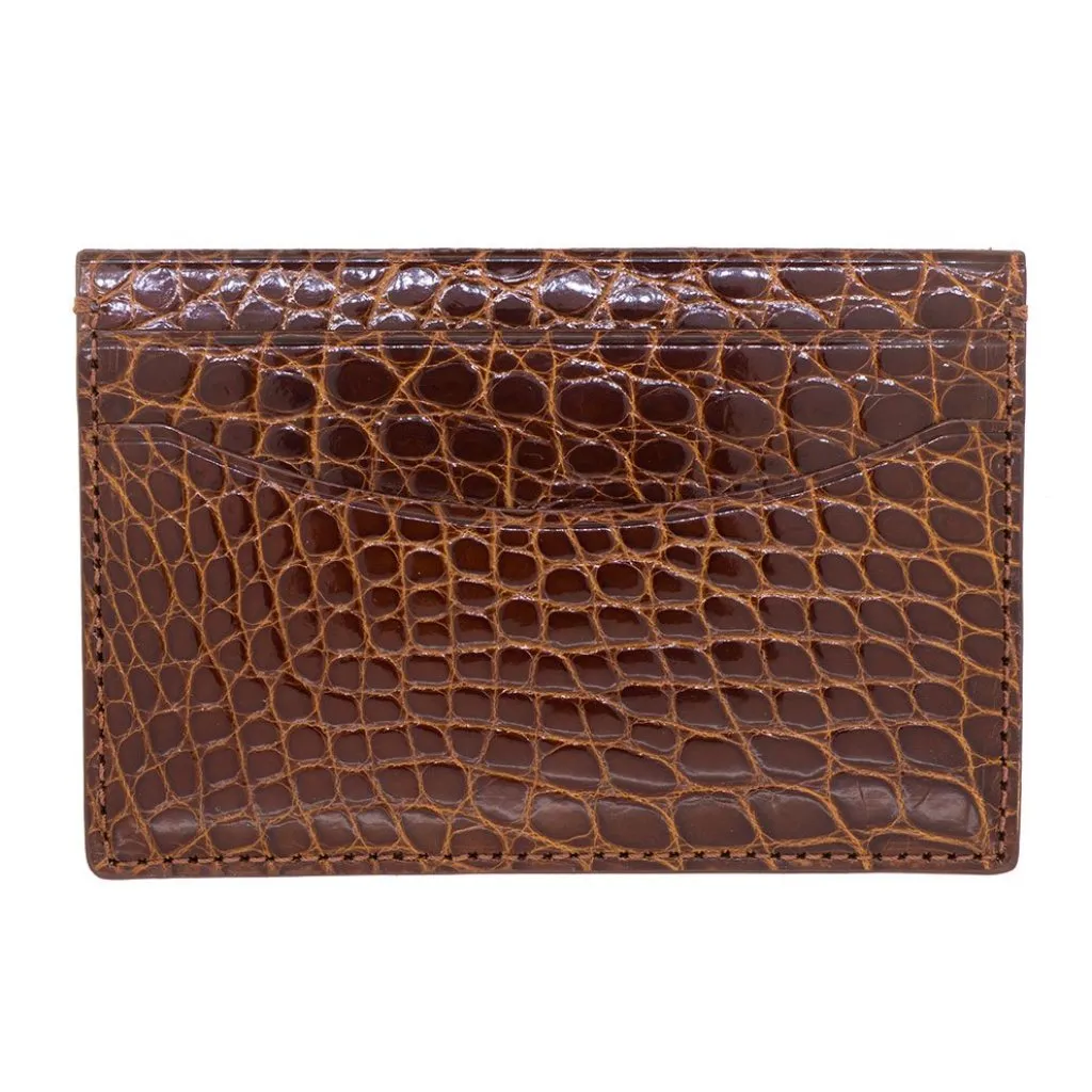 Genuine Shiny Alligator 5-Pocket Curved Card Case