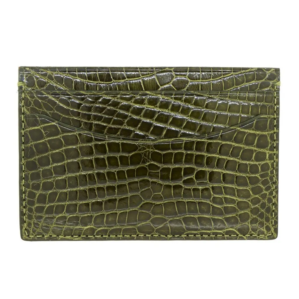 Genuine Shiny Alligator 5-Pocket Curved Card Case