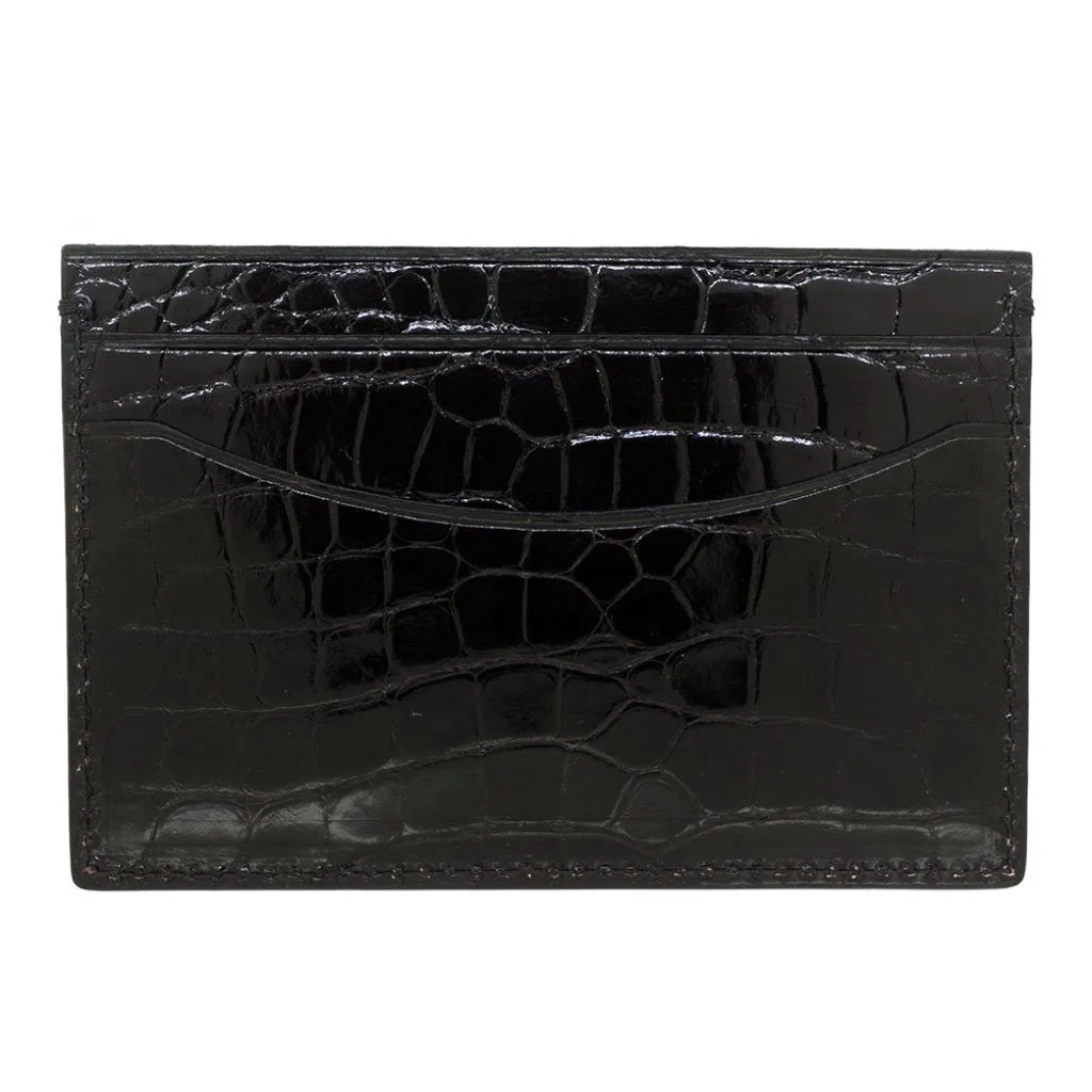 Genuine Shiny Alligator 5-Pocket Curved Card Case