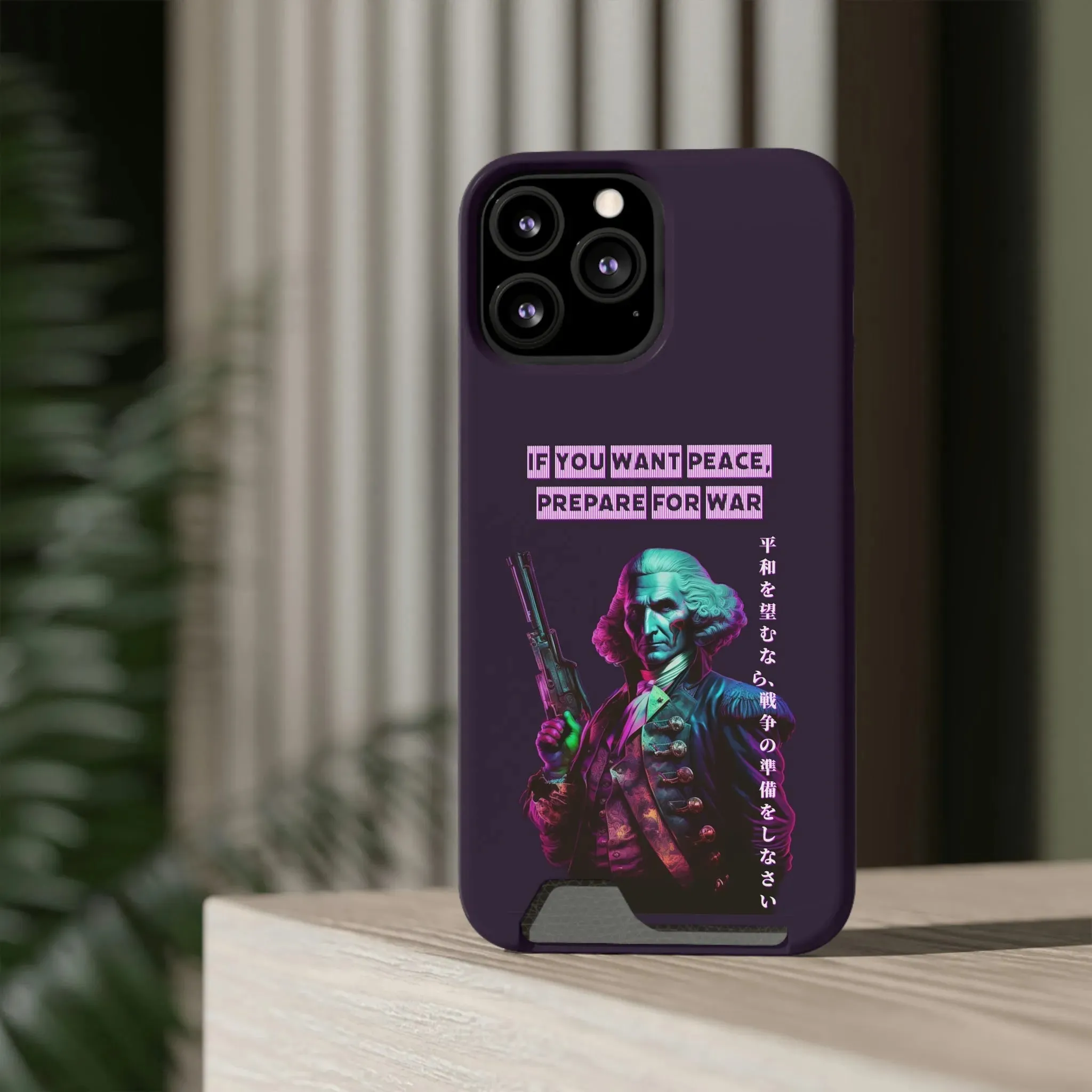 George Washington "Warrior" Synthwave Phone Case and Card Holder