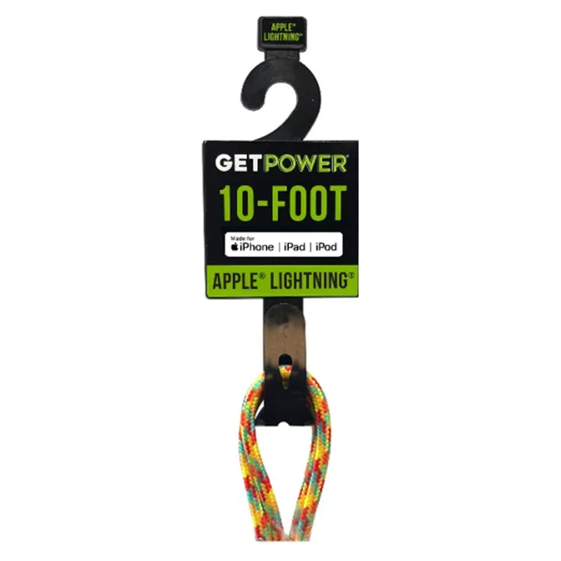 GetPower 10 ft. L Lightning to USB Cables 1 pk