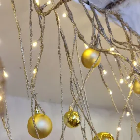 Gold bauble curtain lights