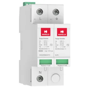 Havells Type 2 AC Surge Protection Device 1P N 1.3kV DHSA2RAN40275