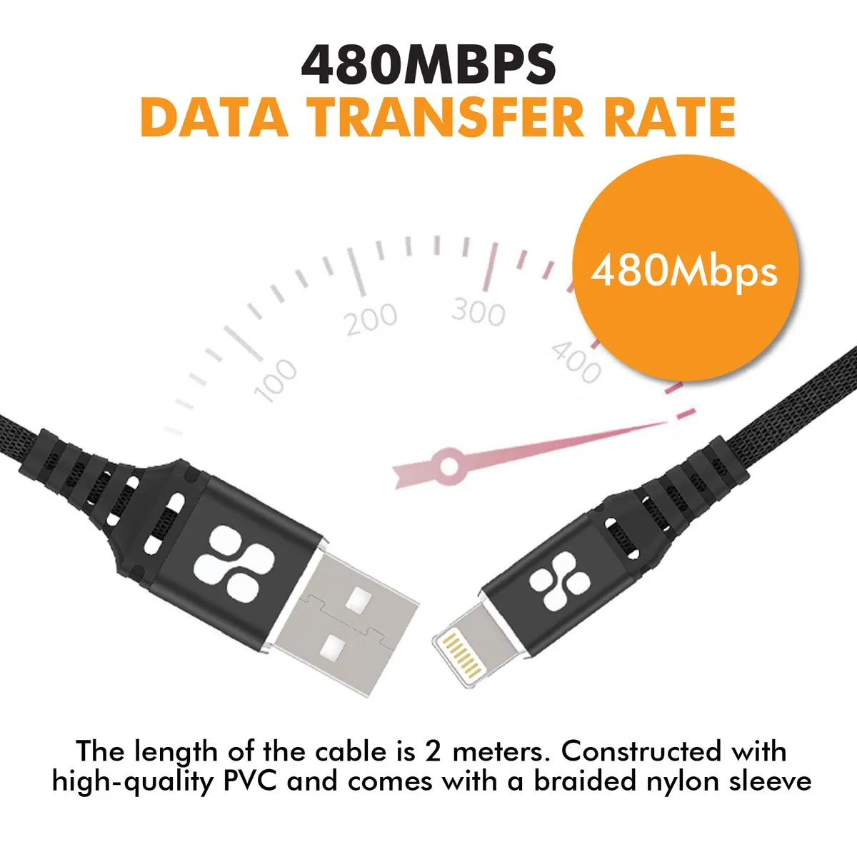High Tensile Strength Power and Data Cable with Lightning Connector
