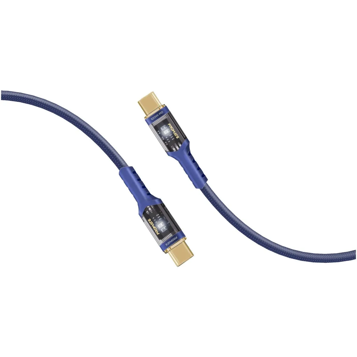 High Tensile Transparent 100W Power Delivery USB-C Cable with LED Light