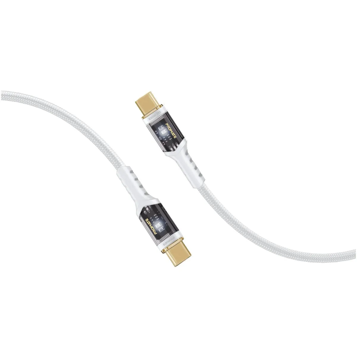 High Tensile Transparent 100W Power Delivery USB-C Cable with LED Light