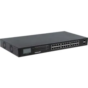 Intellinet 24-Port Gigabit Ethernet PoE  Switch with 2 SFP Ports and LCD Screen