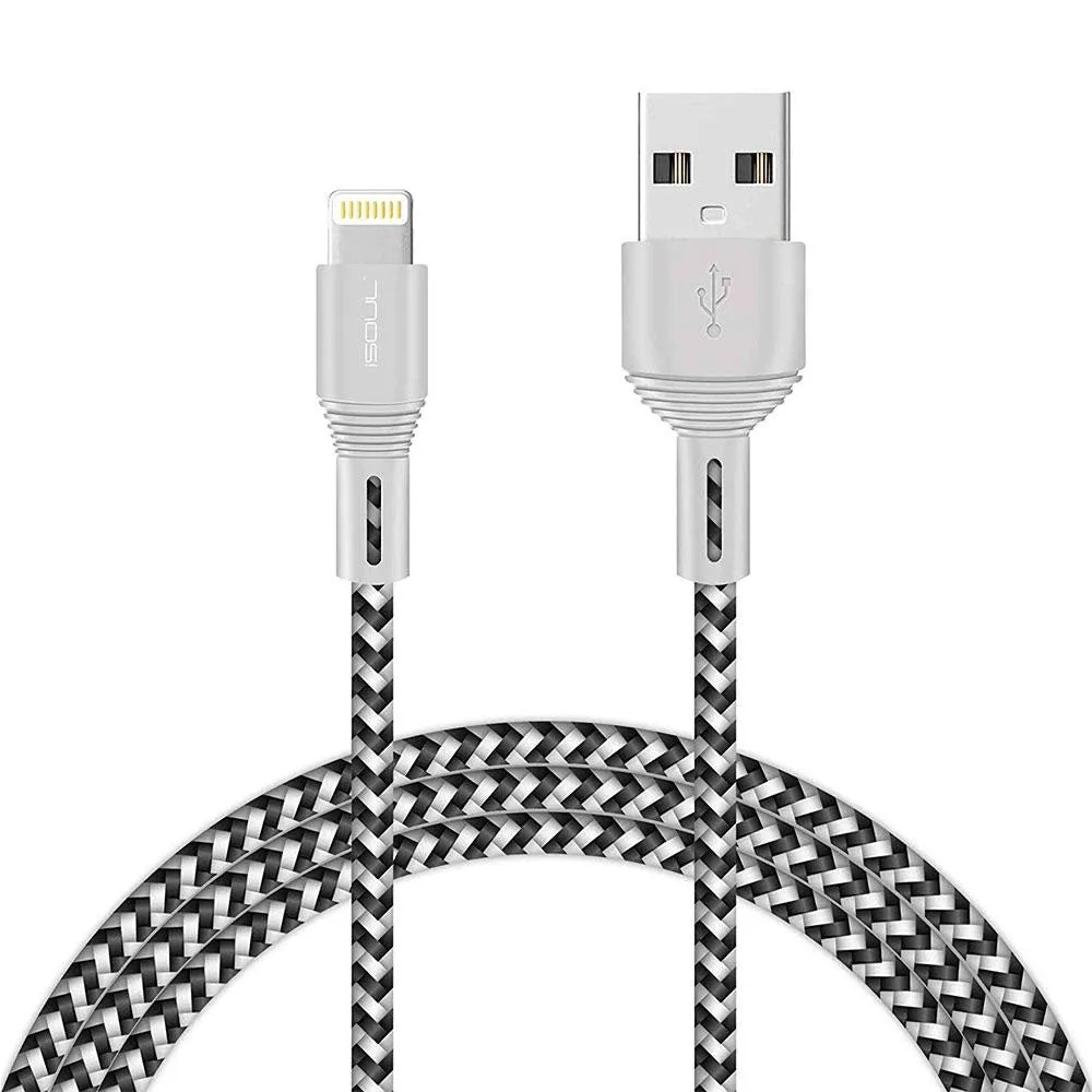 iSOUL Apple Lightning iPhone Charging Cable - 15cm / 1M / 2M Long Nylon Braided Lead USB Fast Charge Sync