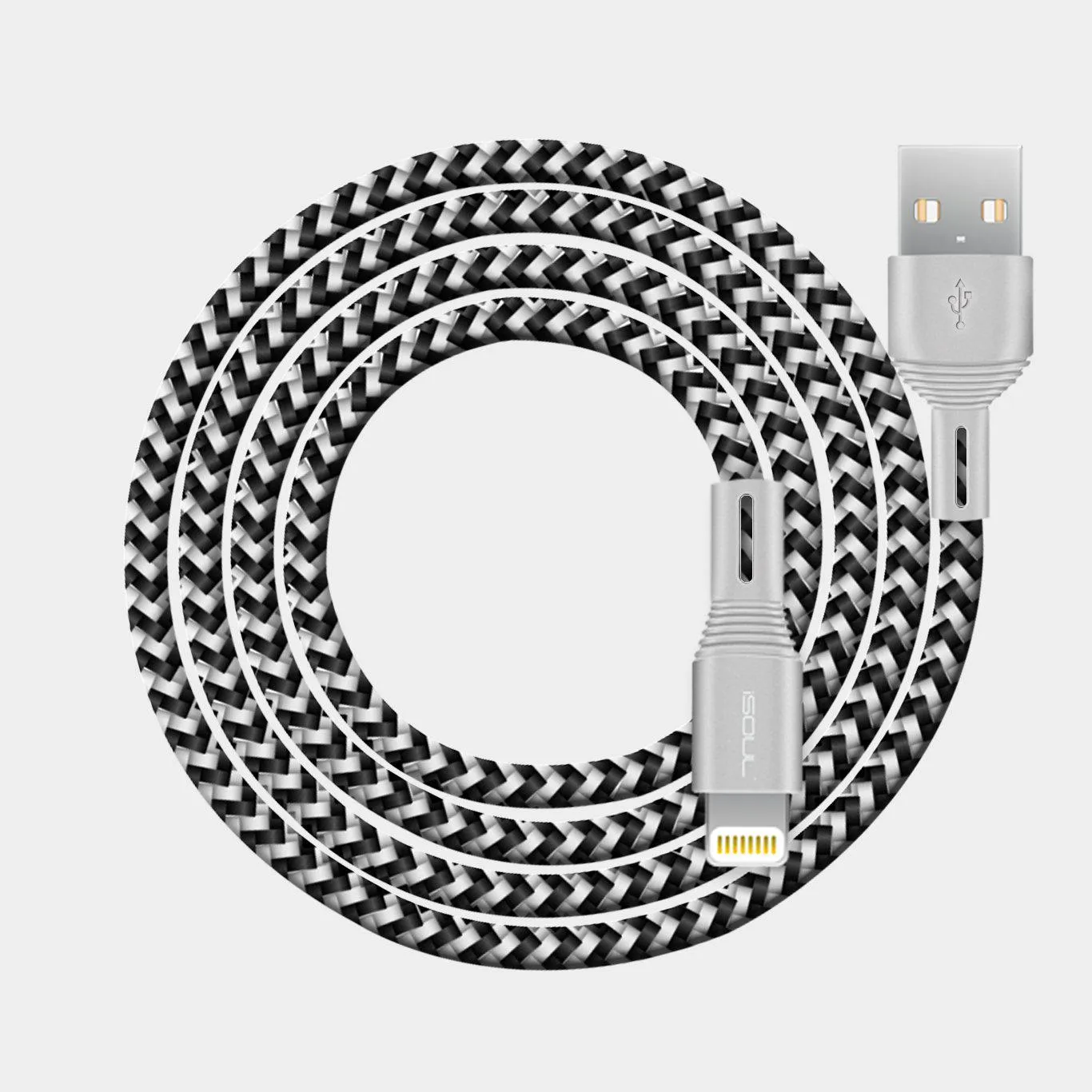 iSOUL Apple Lightning iPhone Charging Cable - 15cm / 1M / 2M Long Nylon Braided Lead USB Fast Charge Sync