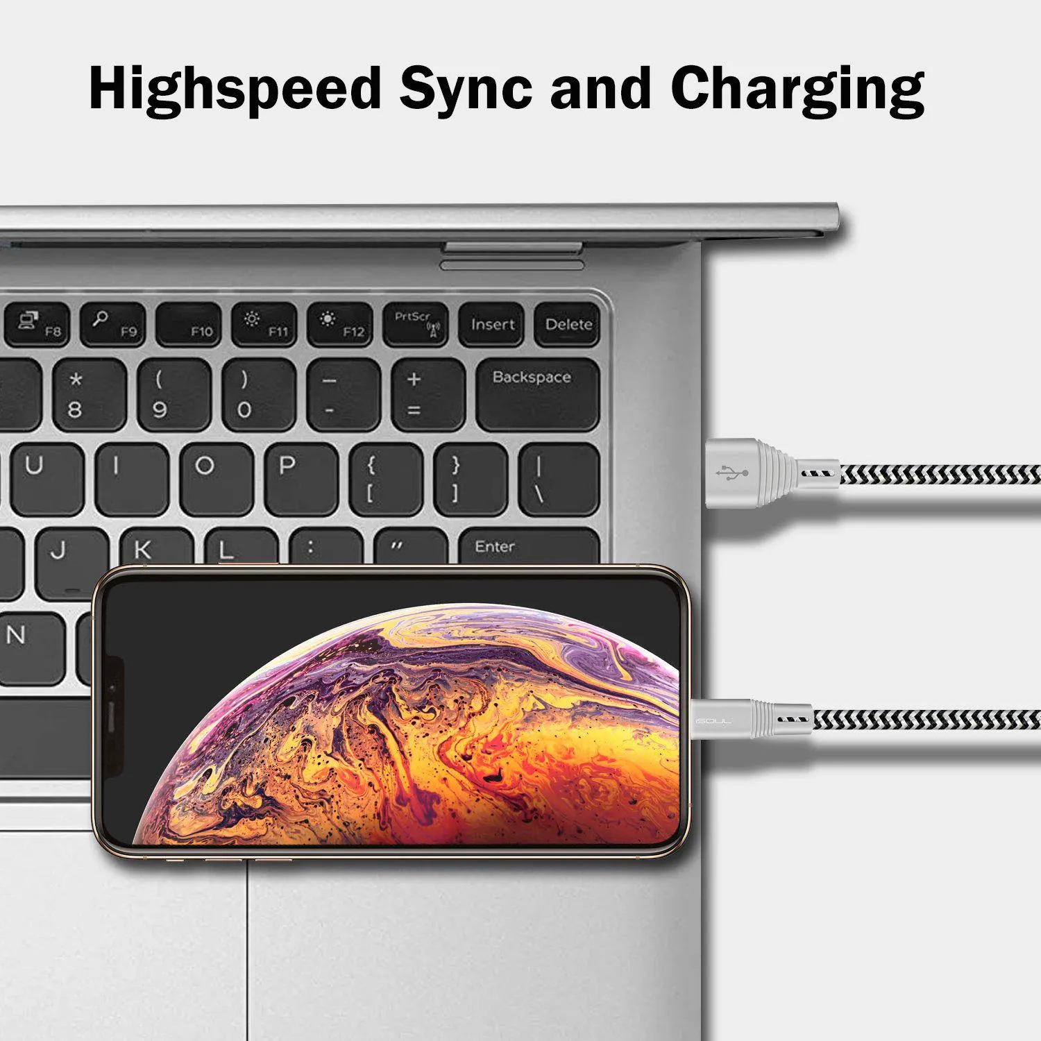 iSOUL Apple Lightning iPhone Charging Cable - 15cm / 1M / 2M Long Nylon Braided Lead USB Fast Charge Sync
