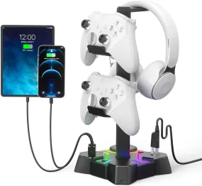 KDD RGB Headphone Stand with USB Charger