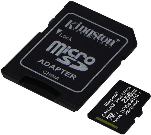 Kingston 256GB MicroSD Card Class10 with SD Adapter - SDCS2/256GB
