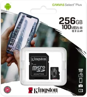 Kingston 256GB MicroSD Card Class10 with SD Adapter - SDCS2/256GB
