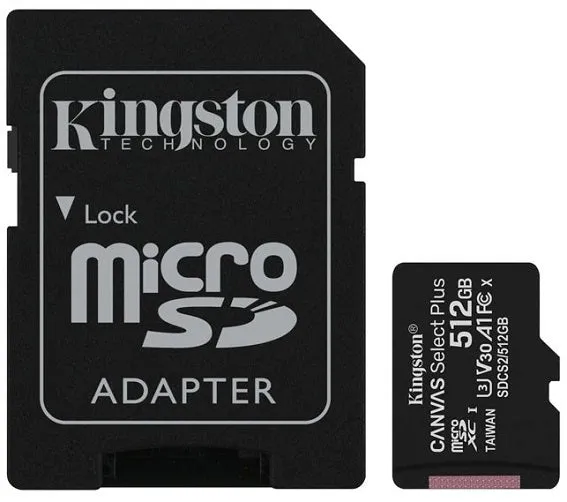 Kingston 512GB MicroSD Card Class10 with SD Adapter - SDCS2/512GB