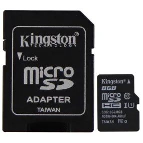Kingston Digital 8GB microSDHC Class 10 UHS-I 45MB/s Card with SD Adapter