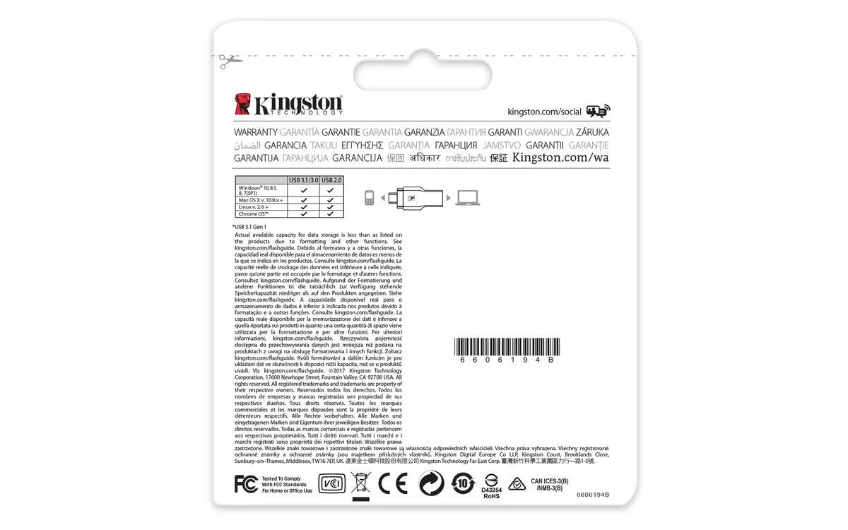 Kingston Digital FCR-ML3C MobileLite Duo 3C, USB 3.1   Type C, Microsd Card Reader, microSDHC/microSDXC