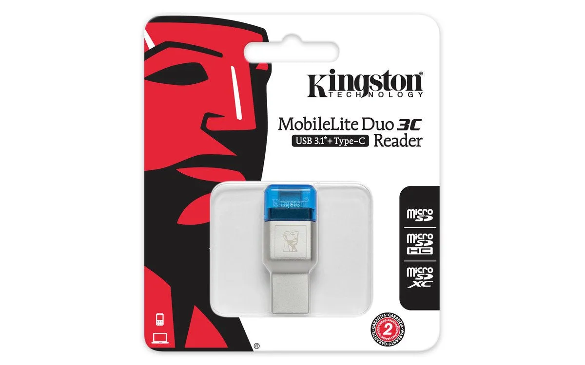 Kingston Digital FCR-ML3C MobileLite Duo 3C, USB 3.1   Type C, Microsd Card Reader, microSDHC/microSDXC