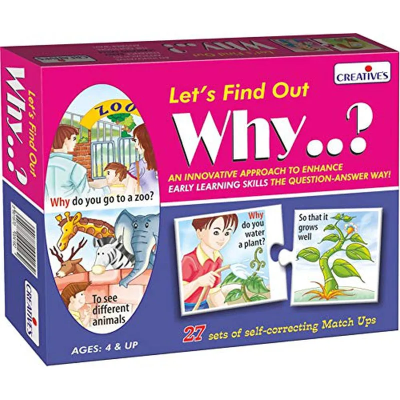 Let's Find Out Who Puzzle, Let's Find Out Why and Action Words Puzzle (Set of 3)