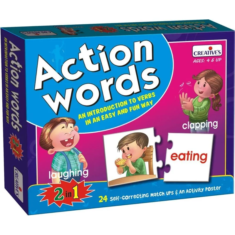 Let's Find Out Who Puzzle, Let's Find Out Why and Action Words Puzzle (Set of 3)