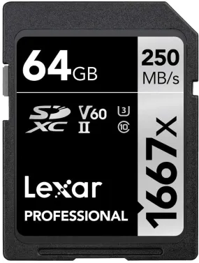 Lexar Professional High Speed 1667x UHS-II 64GB SDXC Card LSD64GCB1667