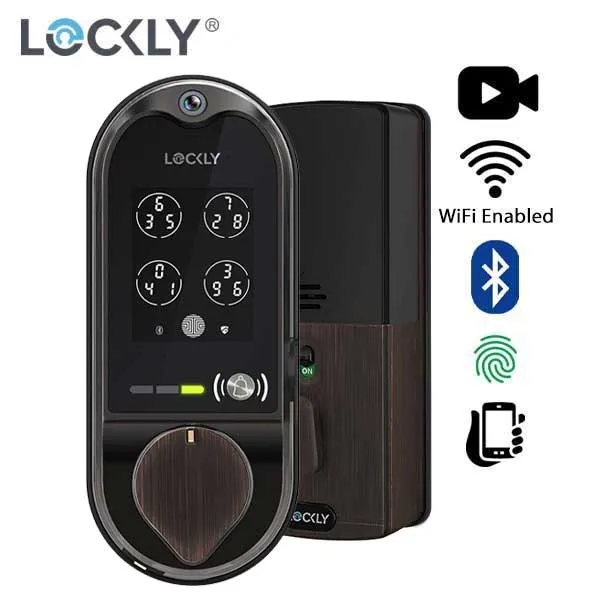 Lockly - PGD798VB - Vision Doorbell Video Camera Smart Lock Deadbolt - Fingerprint Reader - Bluetooth - Wi-Fi Hub - Venetian Bronze