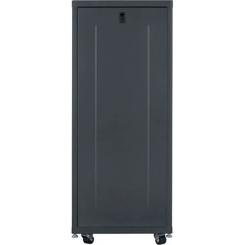 Lowell Mfg Equipment Rack-Designer-27U, 24inD, Glass Front Door, Steel Rear Door, Removable Side Panels