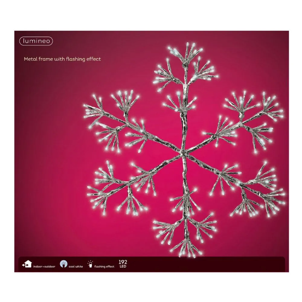 Lumineo 48cm Cool White Flashing LED Snowflake Frame Light