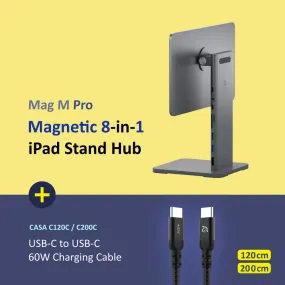Mag M Pro Magnetic 8-in-1 iPad Stand Hub   CASA C120C / C200C USB-C to USB-C 60W Charging Cable (1.2 / 2M)