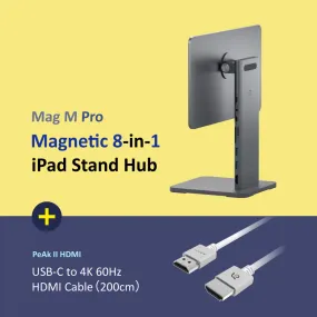 Mag M Pro Magnetic 8-in-1 iPad Stand Hub   PeAk II Ultra HD 4K 60Hz HDMI Cable (2M)