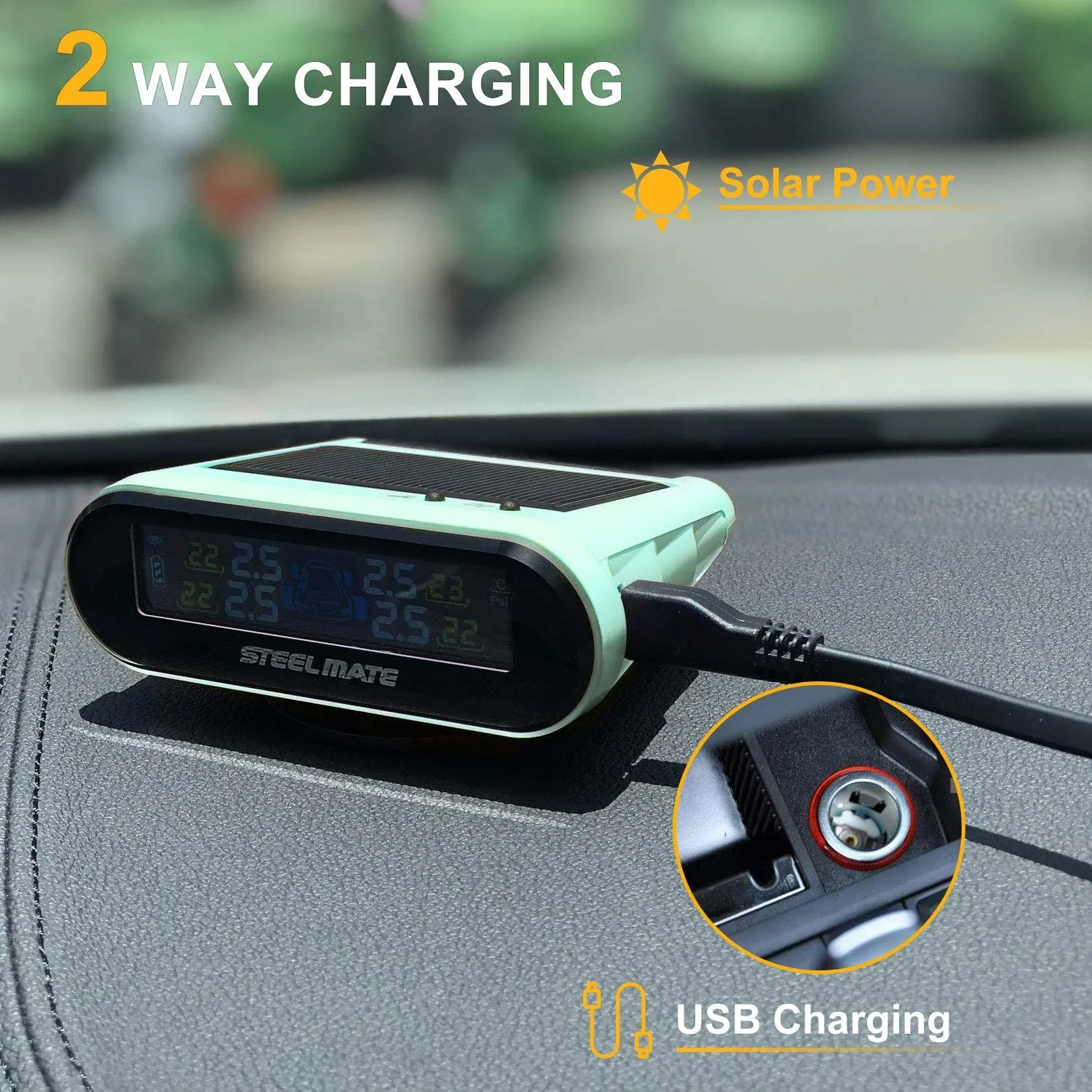 Mini One-s Green Multi-Function Tire Pressure Monitoring System Auto Backlight Sleep Awake