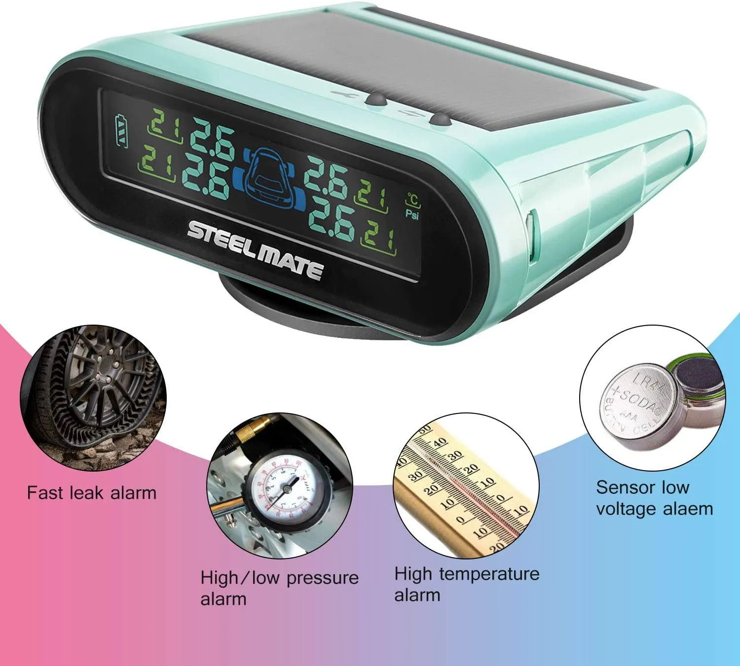 Mini One-s Green Multi-Function Tire Pressure Monitoring System Auto Backlight Sleep Awake