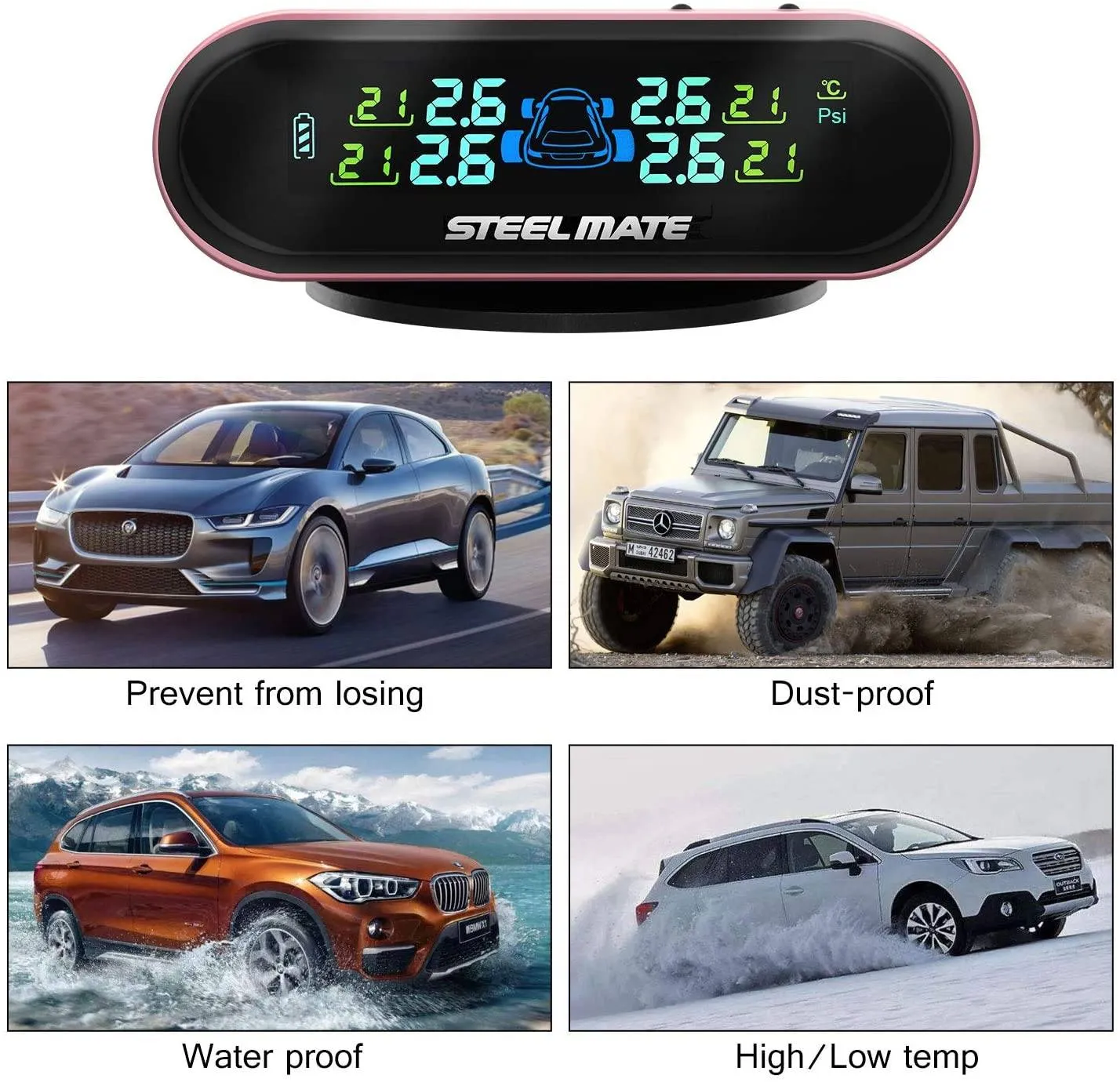 Mini One-s Pink Multi-Function Tire Pressure Monitoring System Auto Backlight Sleep Awake