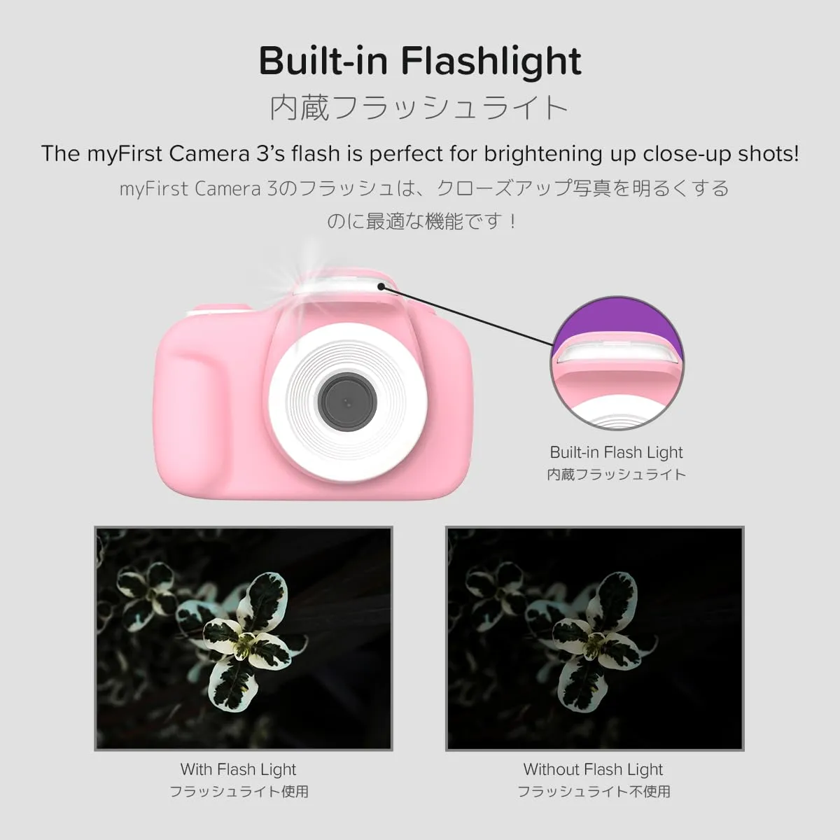 myFirst Camera 3 - Kids Digital Camera, Video Camera for Toddlers, 16MP, 1080HD Video, MicroSD Card, with Selfie & Macro Lens, LED Flash, Neck Lanyard, for Kids 3-12 (Pink)