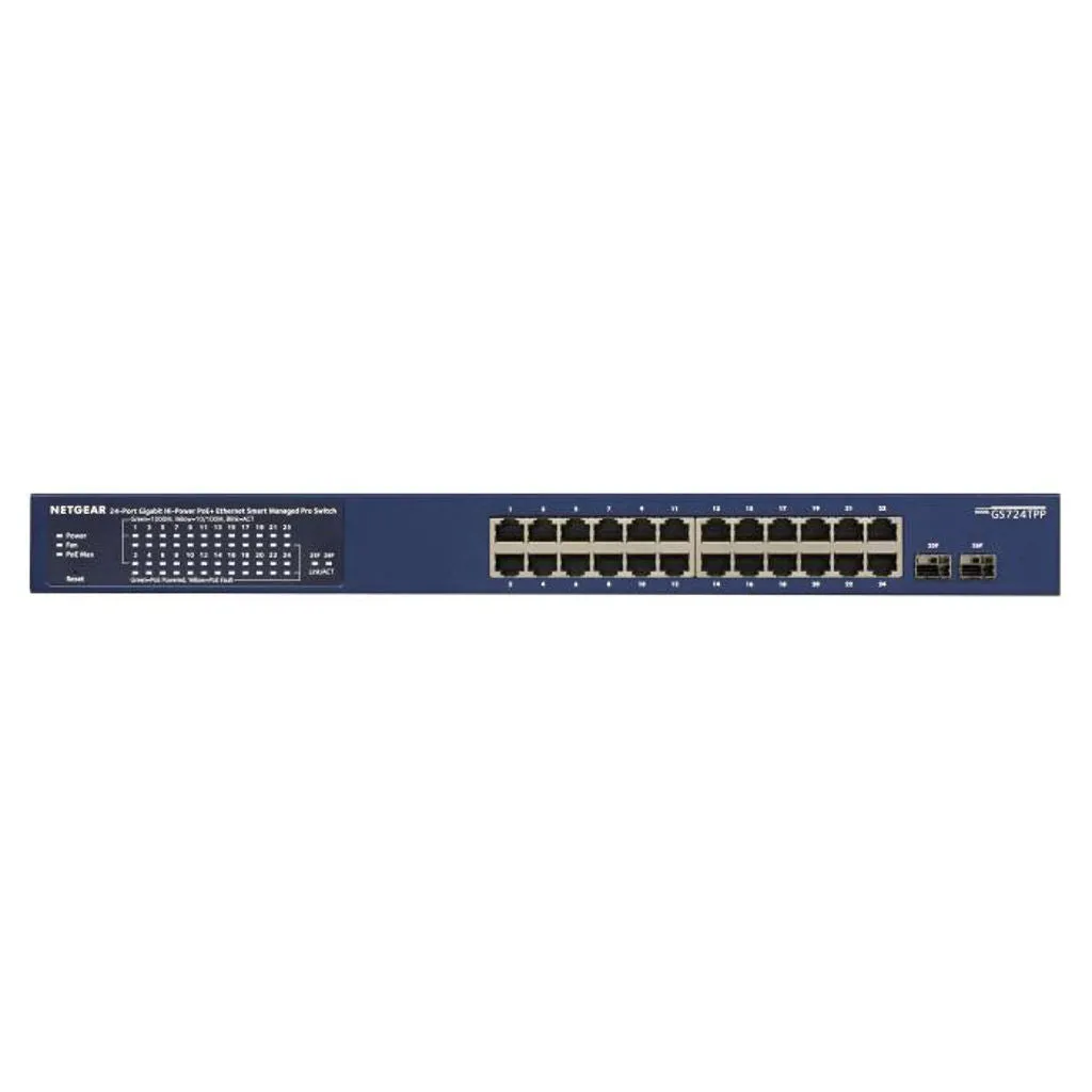 Netgear 24 Port Gigabit Ethernet PoE  Smart Switch With 2 SFP Port 380 W GS724TPP